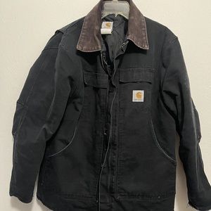 Vtg Carhartt Black Arctic Quilted Lined Zip Coat